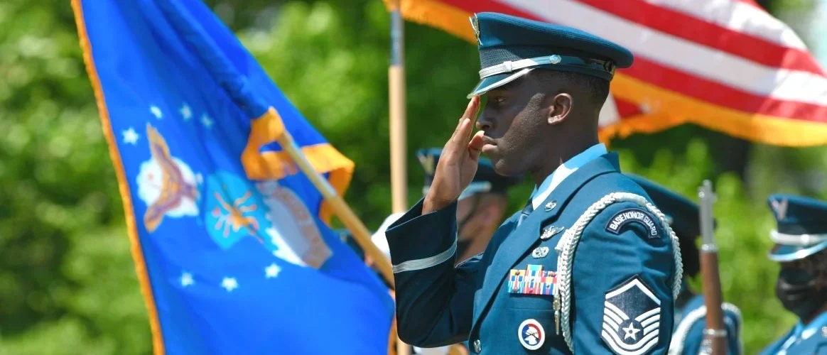 soldier in uniform saluting